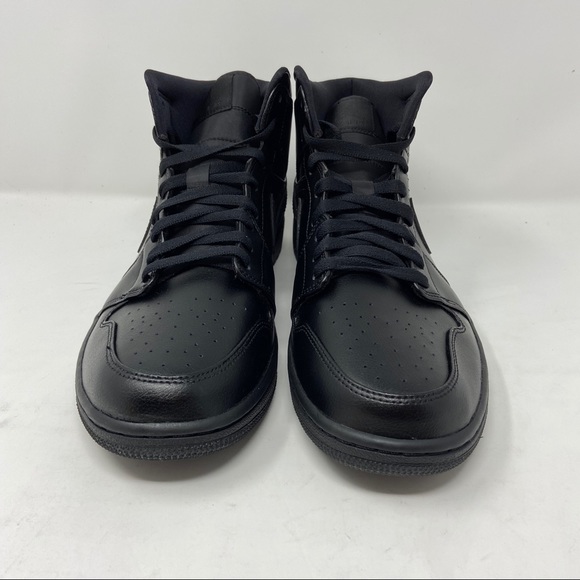 Air Jordan 1 Mid Triple Black Mens Retro Nike - Picture 3 of 8
